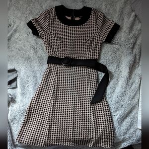 Super Cute Vintage Style Belted Houndstooth Dress
